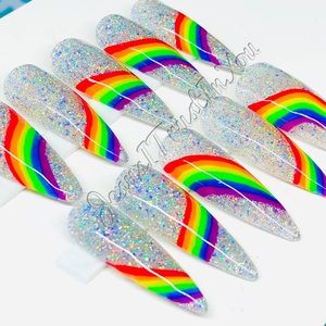 RAINBOW 🌈- LONG STILETTO PRESS ON NAILS